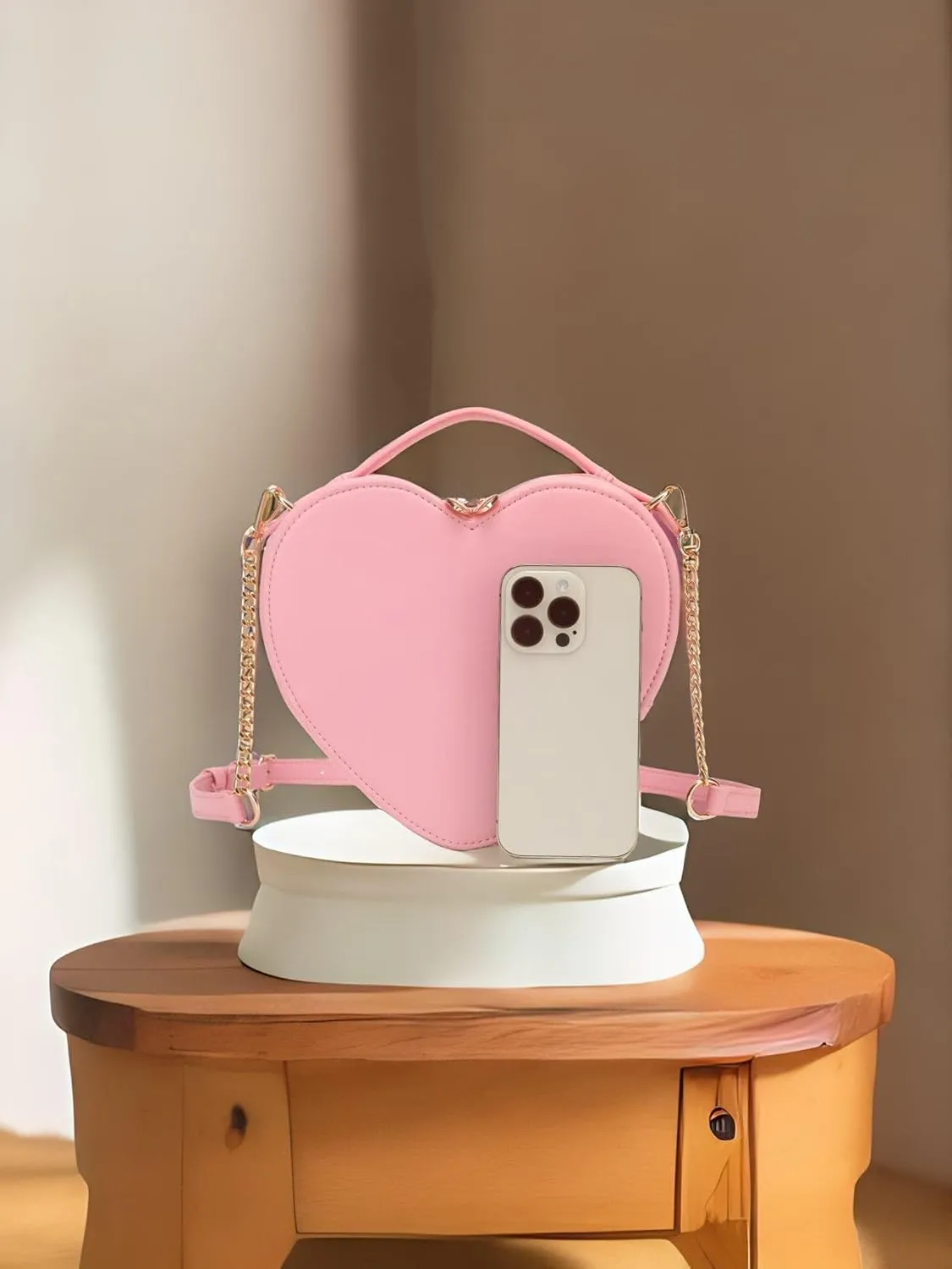 lola mae Heart Shape Satchel Crossbody Purse for women Zip Around Shoulder Bag