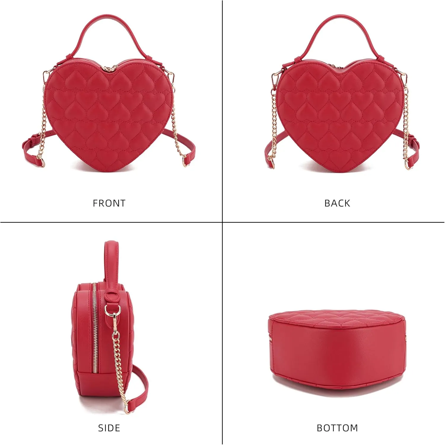 lola mae Heart Shape Satchel Crossbody Purse for women Zip Around Shoulder Bag