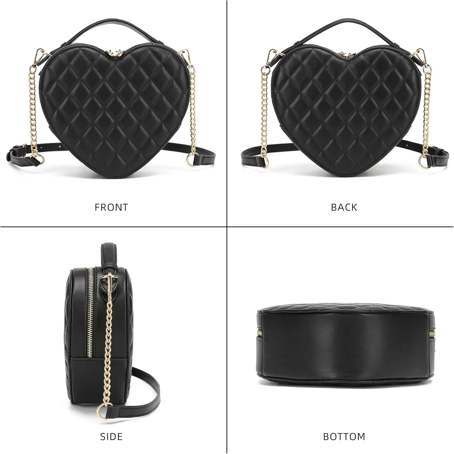 lola mae Heart Shape Satchel Crossbody Purse for women Zip Around Shoulder Bag