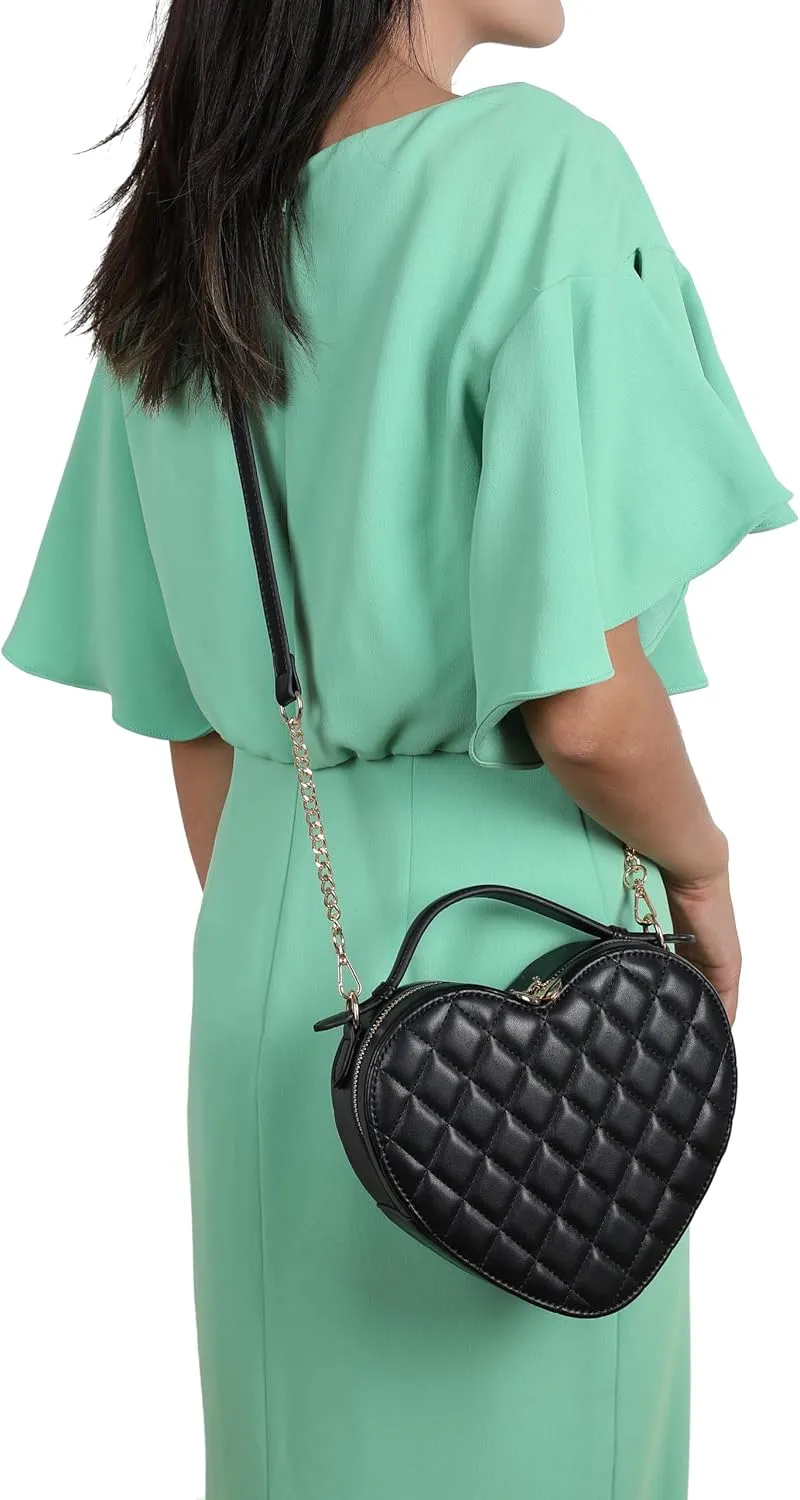 lola mae Heart Shape Satchel Crossbody Purse for women Zip Around Shoulder Bag