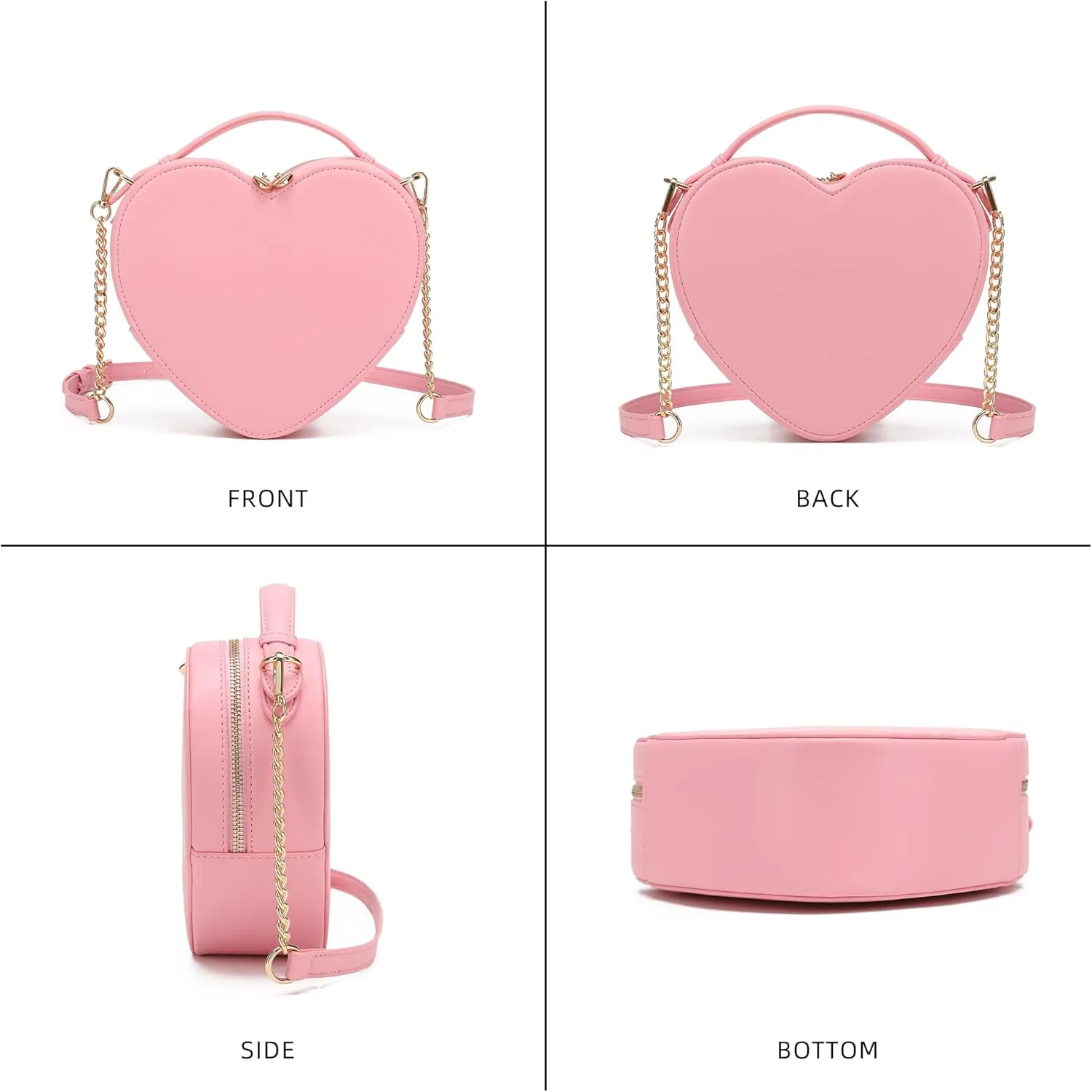 lola mae Heart Shape Satchel Crossbody Purse for women Zip Around Shoulder Bag