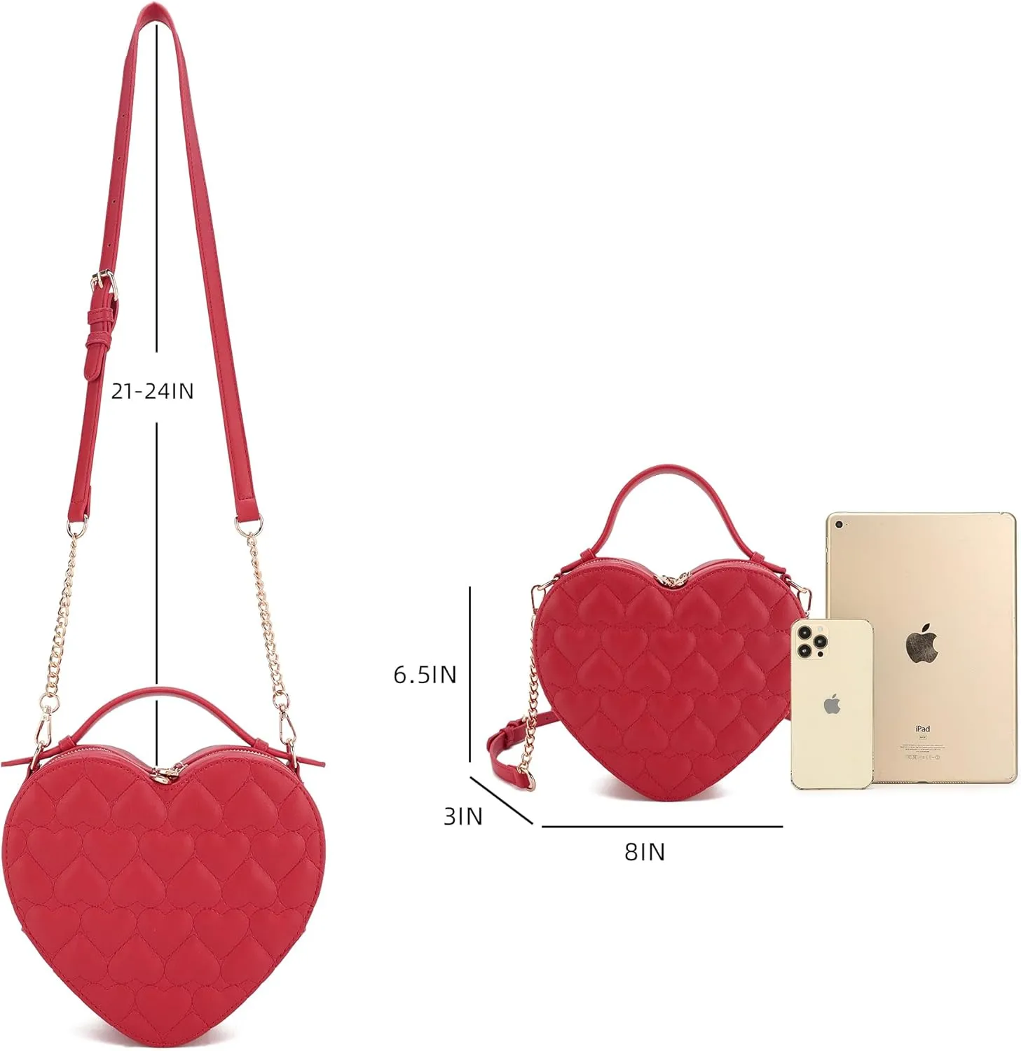lola mae Heart Shape Satchel Crossbody Purse for women Zip Around Shoulder Bag