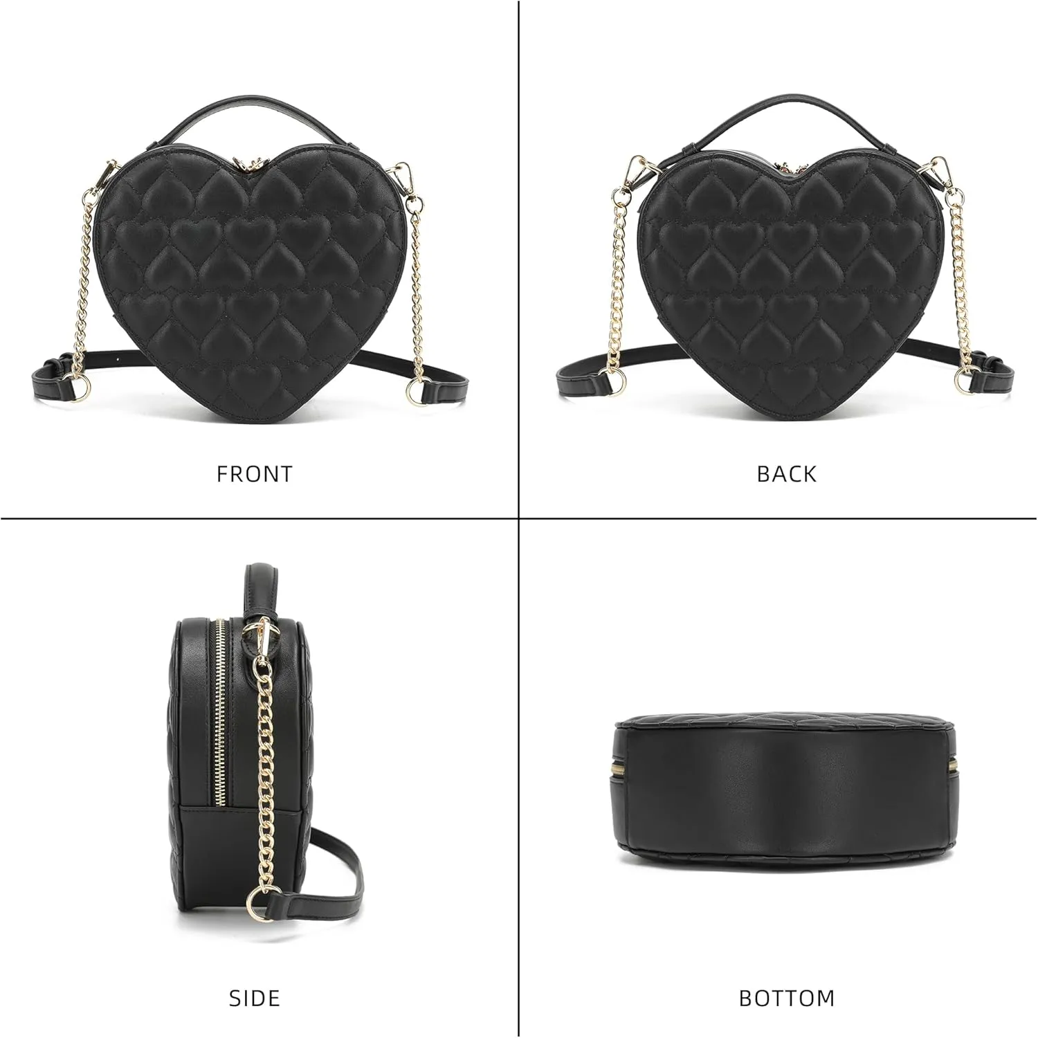 lola mae Heart Shape Satchel Crossbody Purse for women Zip Around Shoulder Bag