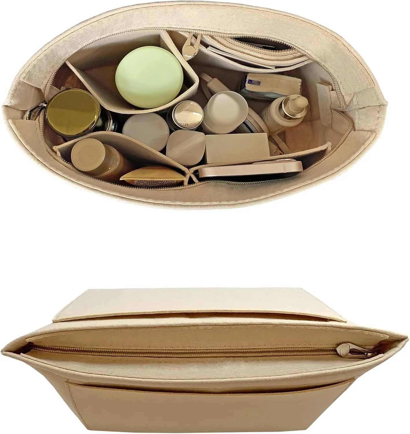 Longchamp Le Pliage Handbag Organizer - Felt Insert with Pockets for Women, Beige