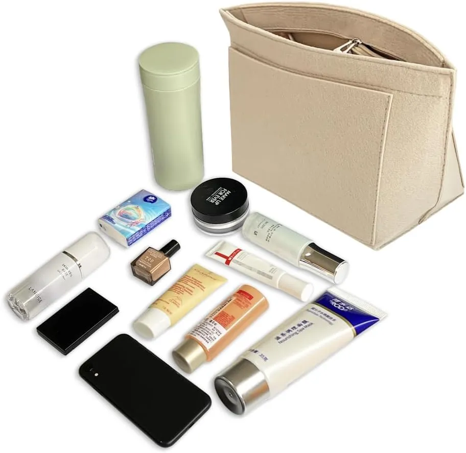 Longchamp Le Pliage Handbag Organizer - Felt Insert with Pockets for Women, Beige