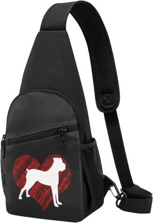 Love Boxer Dog Sling Bag Crossbody Backpack Shoulder Casual Daypack Bags for Men Women