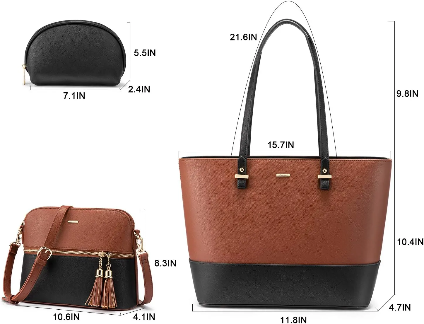 LOVEVOOK Handbags for Women Shoulder Bags Tote Satchel Hobo 3pcs Purse Set