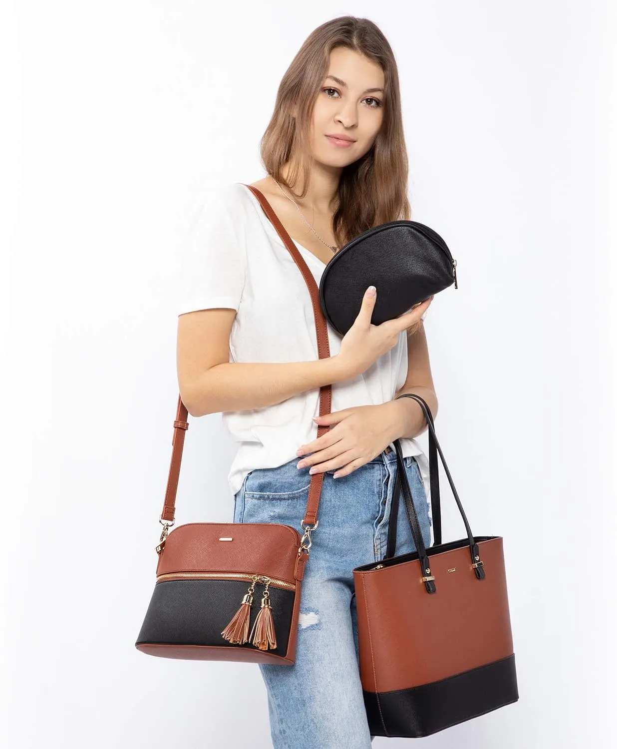 LOVEVOOK Handbags for Women Shoulder Bags Tote Satchel Hobo 3pcs Purse Set