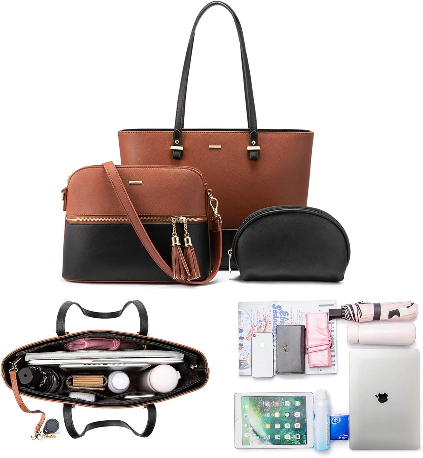 LOVEVOOK Handbags for Women Shoulder Bags Tote Satchel Hobo 3pcs Purse Set