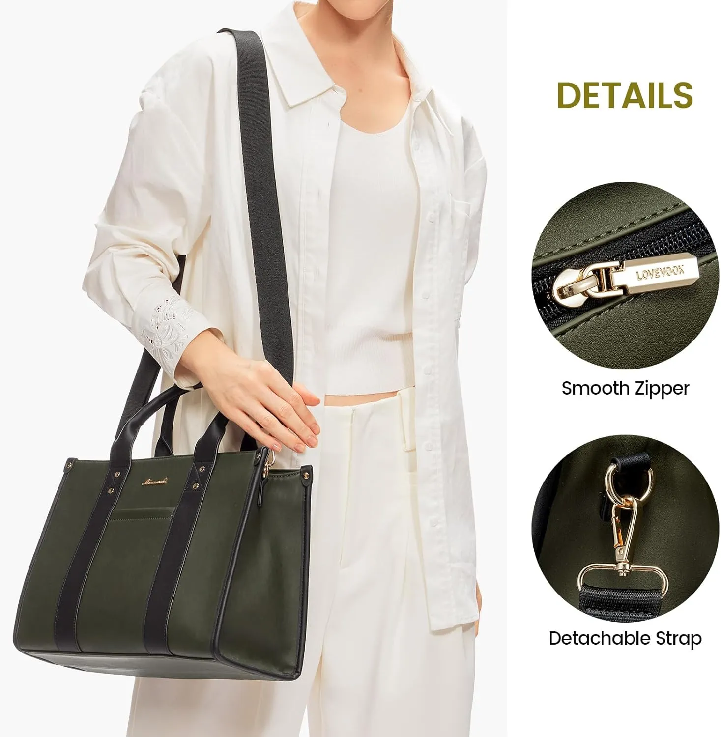 LOVEVOOK Purse for Women Leather Tote Bag Purse and Handbags, Satchel Shoulder Crossbody Top Handle Bags with Zipper