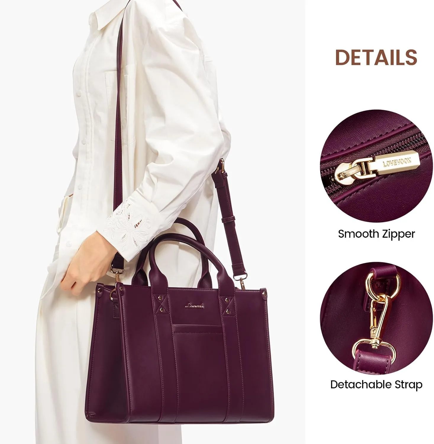LOVEVOOK Purse for Women Leather Tote Bag Purse and Handbags, Satchel Shoulder Crossbody Top Handle Bags with Zipper