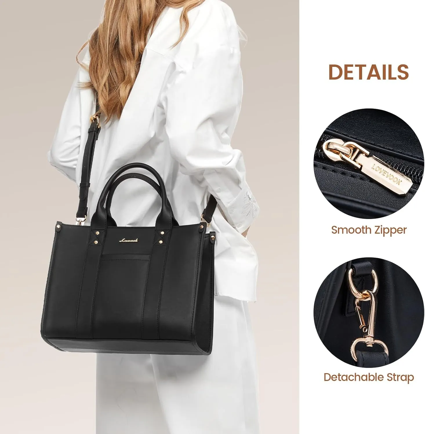 LOVEVOOK Purse for Women Leather Tote Bag Purse and Handbags, Satchel Shoulder Crossbody Top Handle Bags with Zipper
