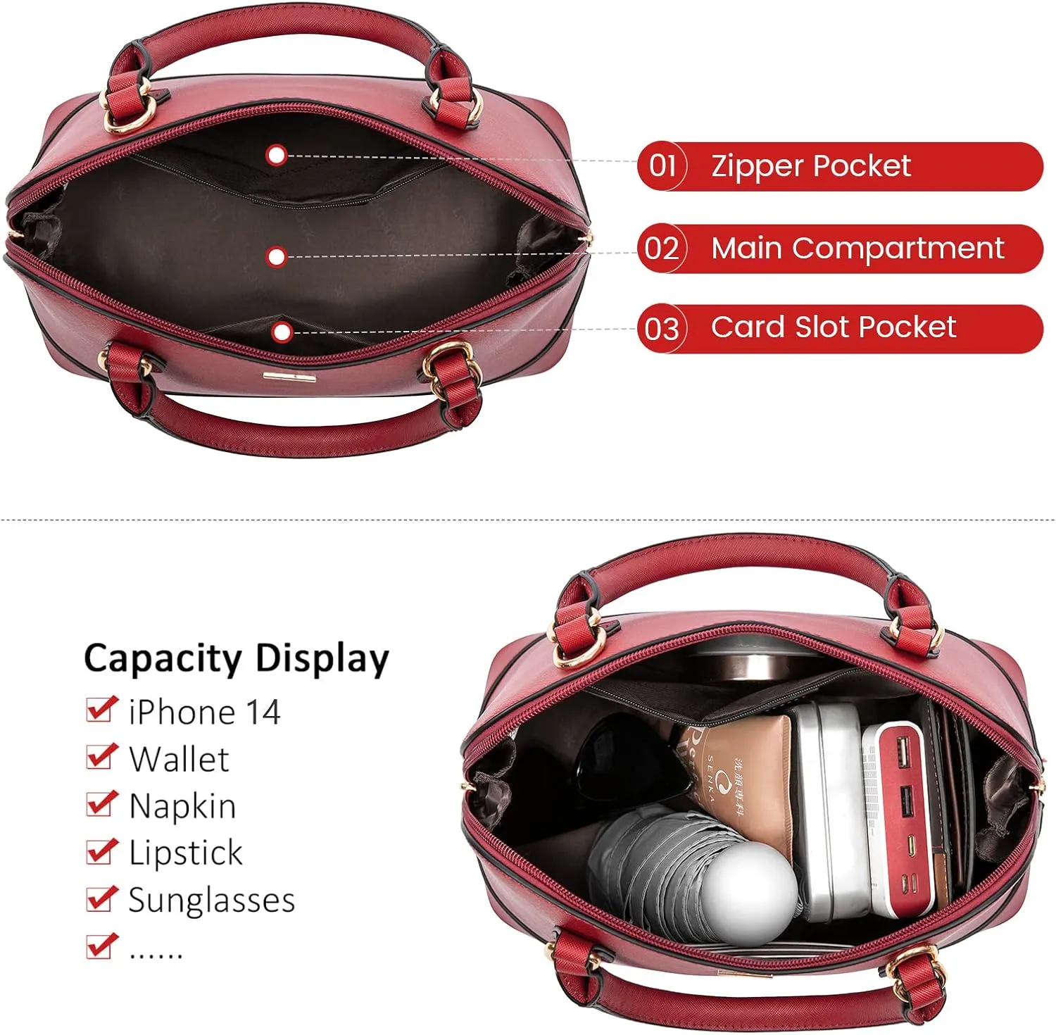 LOVEVOOK Purse for Women Small Crossbody Bags Classic Double Zip Top Handle Dome Satchel Bag