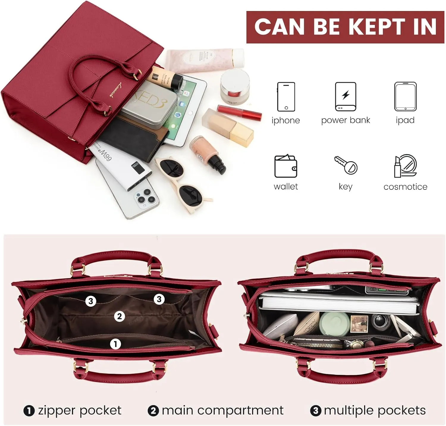 LOVEVOOK Purses for Women,Satchel Handbags Tote Bag, Black Pu Leather Shoulder Crossbody Top Handle Purse with Zipper