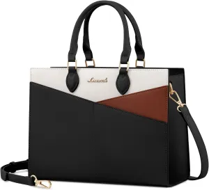 LOVEVOOK Purses for Women,Satchel Handbags Tote Bag, Black Pu Leather Shoulder Crossbody Top Handle Purse with Zipper
