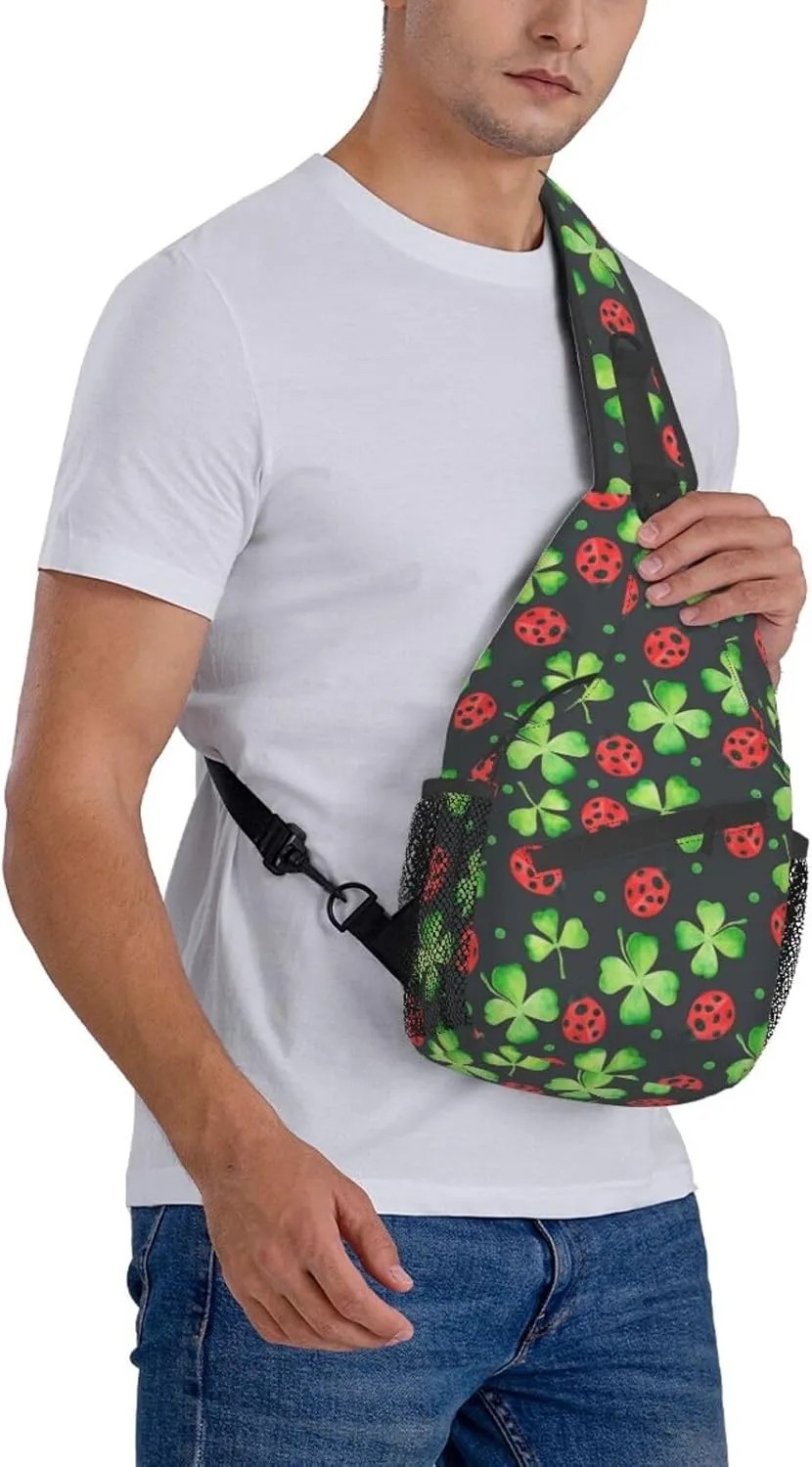 Lucky Shamrocks St. Patrick's Day Crossbody Sling Backpack Travel Daypack For Men Women Shoulder Bag