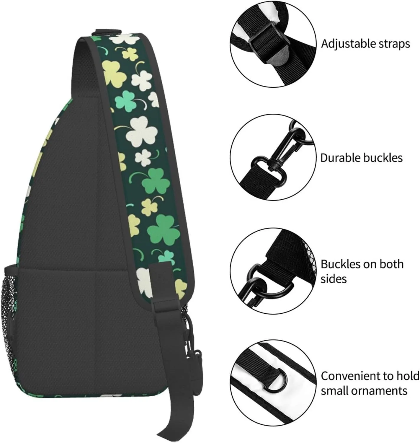 Lucky Shamrocks St. Patrick's Day Crossbody Sling Backpack Travel Daypack For Men Women Shoulder Bag