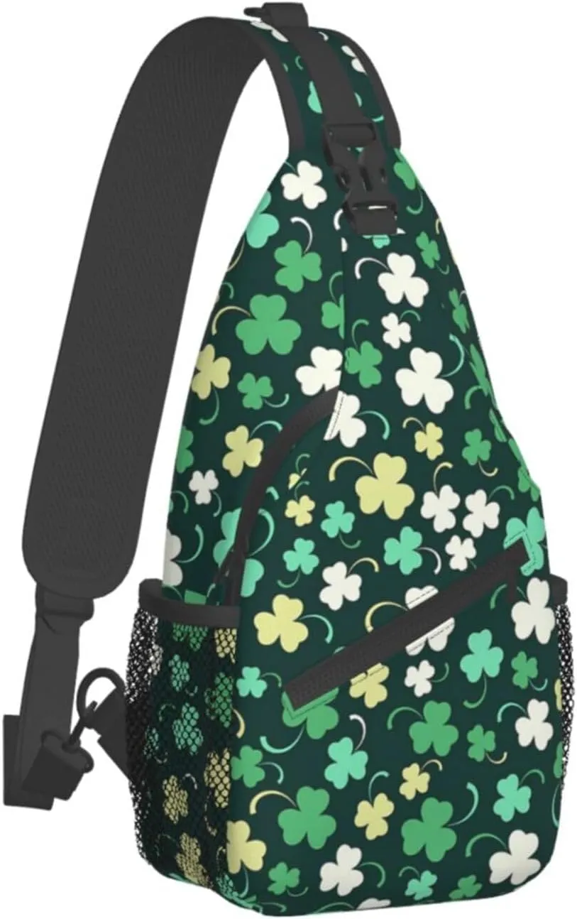 Lucky Shamrocks St. Patrick's Day Crossbody Sling Backpack Travel Daypack For Men Women Shoulder Bag