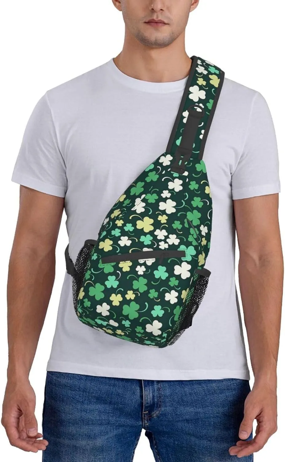 Lucky Shamrocks St. Patrick's Day Crossbody Sling Backpack Travel Daypack For Men Women Shoulder Bag