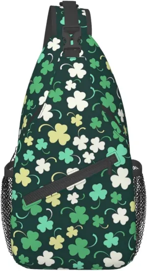 Lucky Shamrocks St. Patrick's Day Crossbody Sling Backpack Travel Daypack For Men Women Shoulder Bag