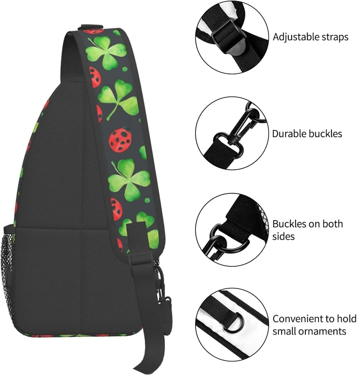 Lucky Shamrocks St. Patrick's Day Crossbody Sling Backpack Travel Daypack For Men Women Shoulder Bag