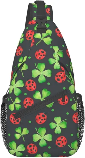 Lucky Shamrocks St. Patrick's Day Crossbody Sling Backpack Travel Daypack For Men Women Shoulder Bag