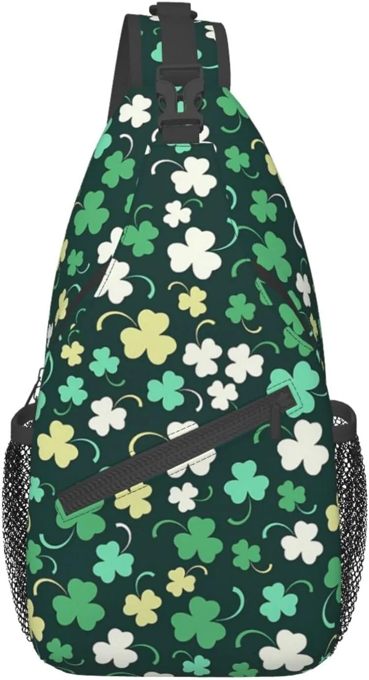 Lucky Shamrocks St. Patrick's Day Crossbody Sling Backpack Travel Daypack For Men Women Shoulder Bag