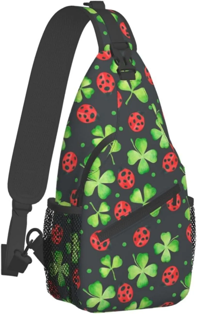 Lucky Shamrocks St. Patrick's Day Crossbody Sling Backpack Travel Daypack For Men Women Shoulder Bag