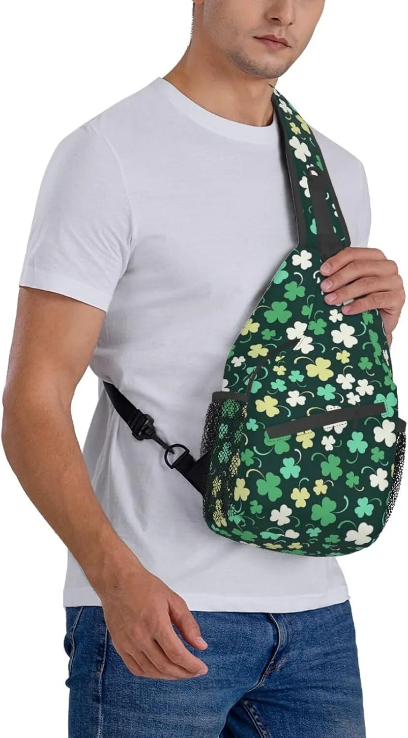 Lucky Shamrocks St. Patrick's Day Crossbody Sling Backpack Travel Daypack For Men Women Shoulder Bag