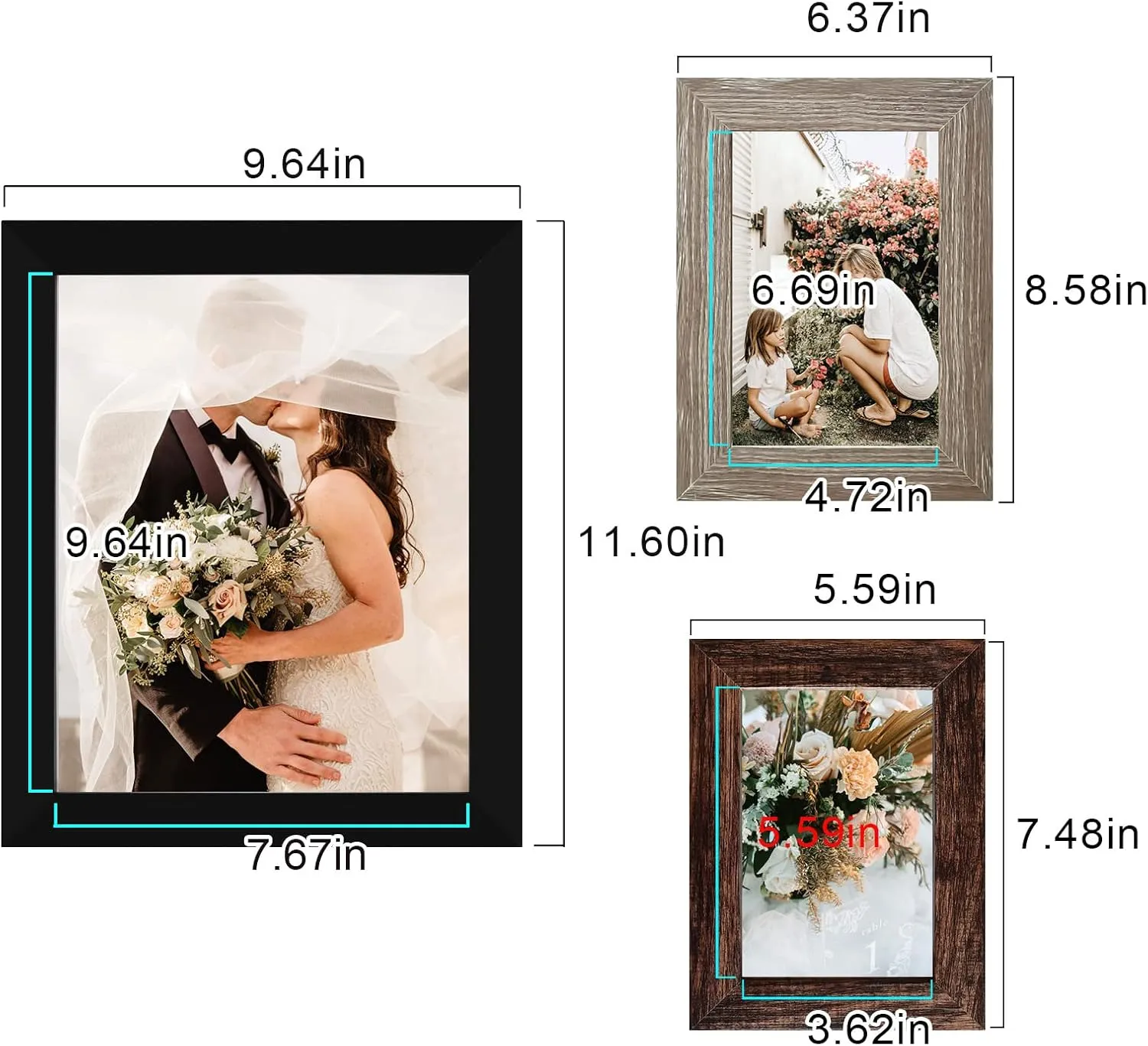 LUCKYLIFE Picture Frame Set 10-Pack, Gallery Wall Frame Collage with 8x10 5x7 4x6 Frames in 3 Different Finishes