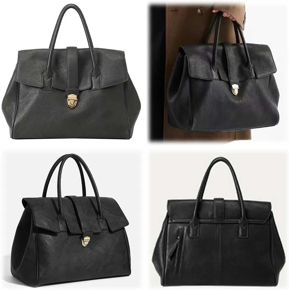 Lushandy Genuine Leather Tote Bag for Women, Luxury Top-Handle Handbag Designer Satchel Bag Large Work Tote Bag Purse