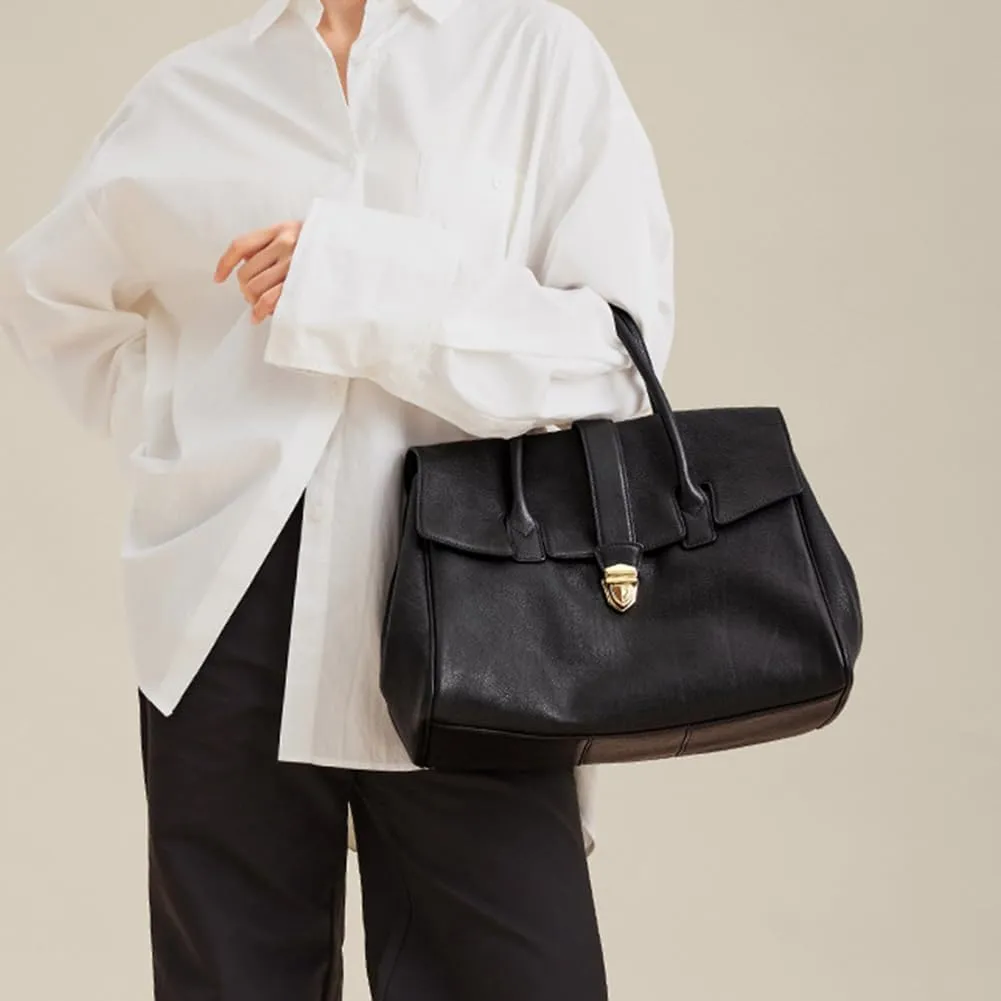 Lushandy Genuine Leather Tote Bag for Women, Luxury Top-Handle Handbag Designer Satchel Bag Large Work Tote Bag Purse