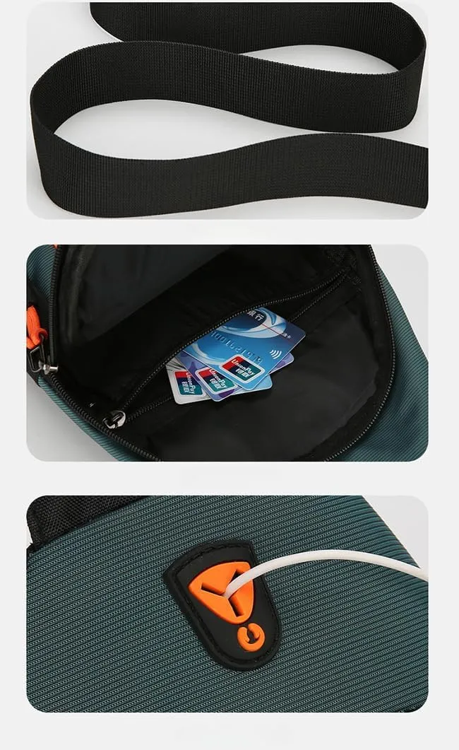 LUTFI Sling Bag Sling Backpack Crossbody Bag Chest Bag Shoulder Bag Men Fashion Waterproof Convertible Lightweight Daypack Casual Travel Hiking Outdoor Sports (Black)