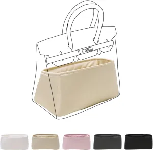 Luxury Silk Purse Organizer for Birkin 25 - Silky Smooth Handbag Insert with Hidden Zipper, Lightweight and Supportive Tote Shaper for Elegant Storage (Craie)