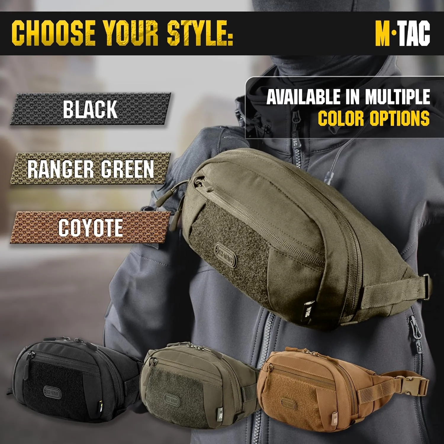 M-Tac Companion Waist Pack - Tactical Belt Bag EDC - Fanny Pack for Men (Ranger Green, Large)