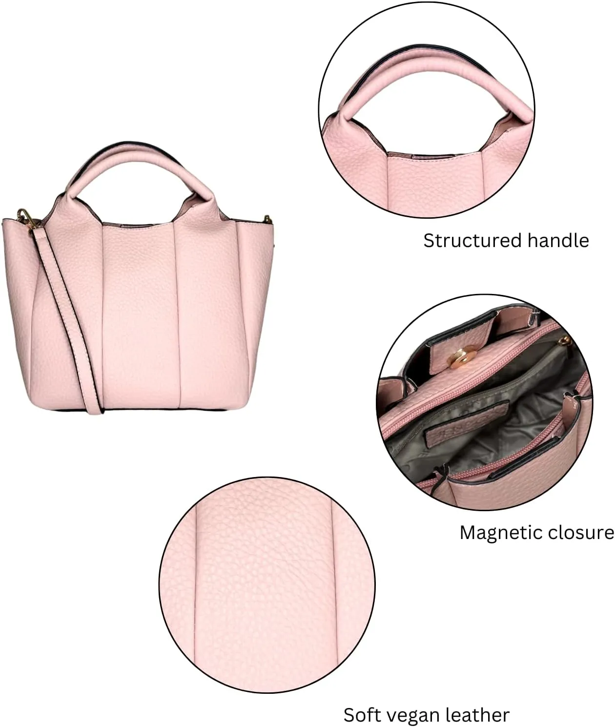 Maddox Pleated Handbags and Purses for Women Ladies Vegan Leather Top Handle Satchel Hobo Crossbody Shoulder Tote Bag