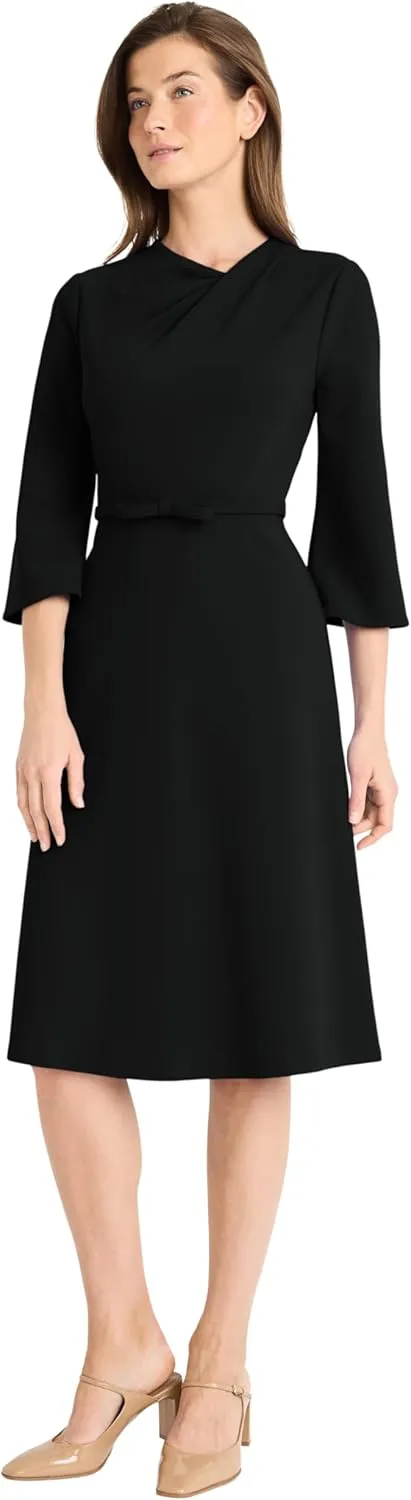 Maggy London Women's Twist Neck Dress with Flared Sleeves