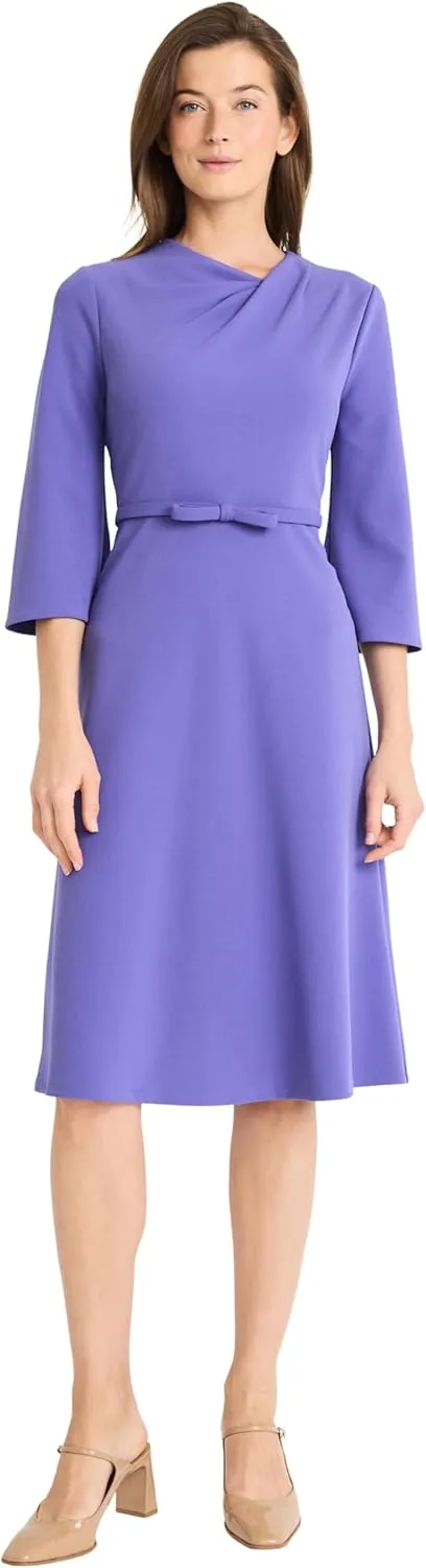 Maggy London Women's Twist Neck Dress with Flared Sleeves