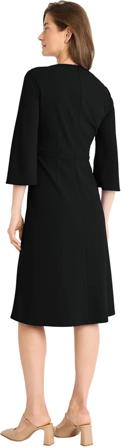 Maggy London Women's Twist Neck Dress with Flared Sleeves