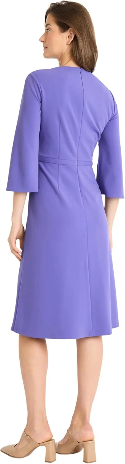 Maggy London Women's Twist Neck Dress with Flared Sleeves