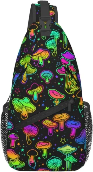 Magic Mushrooms Sling Bag For Women Men Fashion Mushroom Backpack Crossbody Shoulder Bag Sling Backpack Chest Bag Travel Hiking Casual Sport Daypack