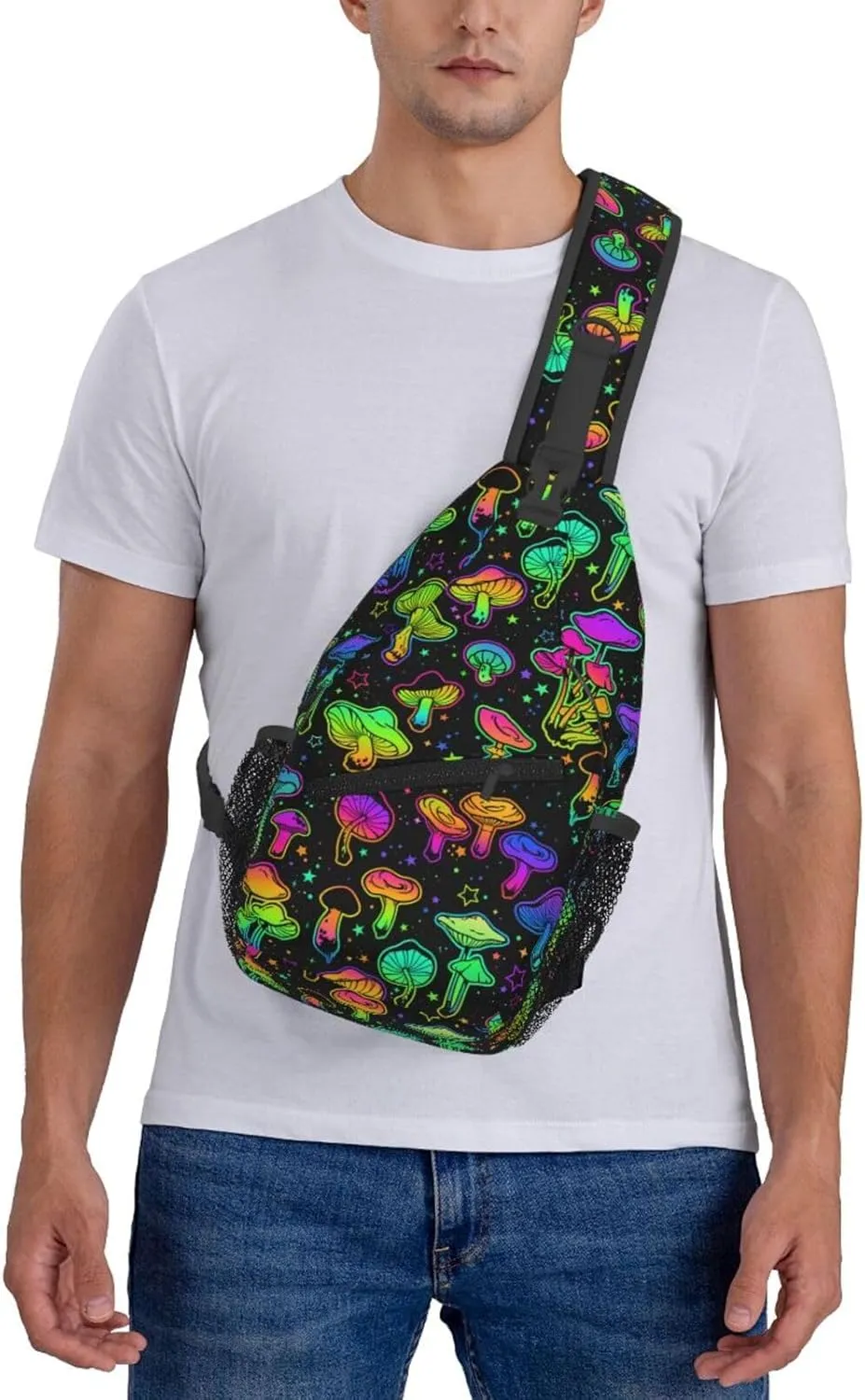 Magic Mushrooms Sling Bag For Women Men Fashion Mushroom Backpack Crossbody Shoulder Bag Sling Backpack Chest Bag Travel Hiking Casual Sport Daypack