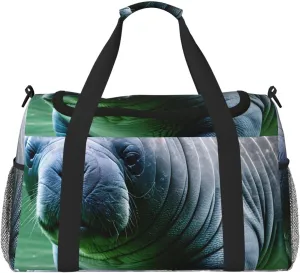 Manatee Animals Calf print Overnight Bags for Women and Men Shoulder Bag Carry On Bag for Traveling Travel Essentials