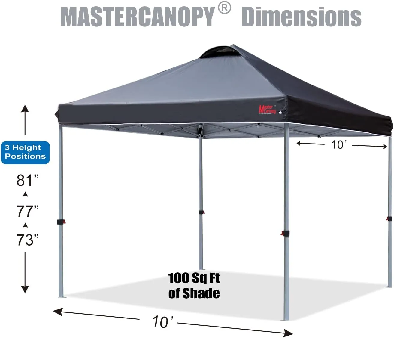MASTERCANOPY Durable Pop-up Canopy Tent with Roller Bag (10x10, Black)