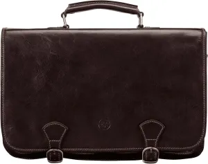 Maxwell Scott - Mens Luxury Leather Full Grain Satchel Briefcase Bag - 2 Section for Laptop - Handmade In Italy- The Jesolo2