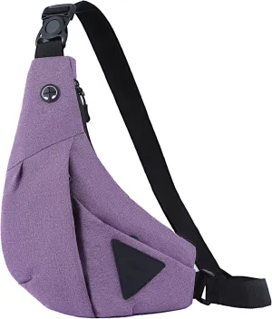 MAYMOONER Sling Crossbody Shoulder Bag Women Men, Anti theft One Strap Chest Bags Slim Backpack for Travel Sport Walking Biking Purple