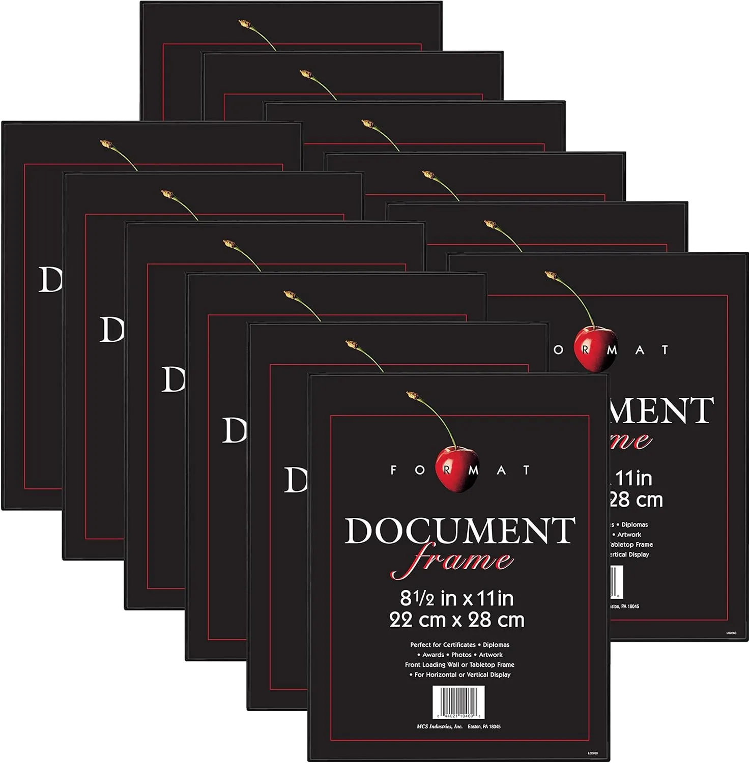 MCS Format Document Frame, Diploma and Certificate Frame, Black, 8.5 x 11, 12-Pack