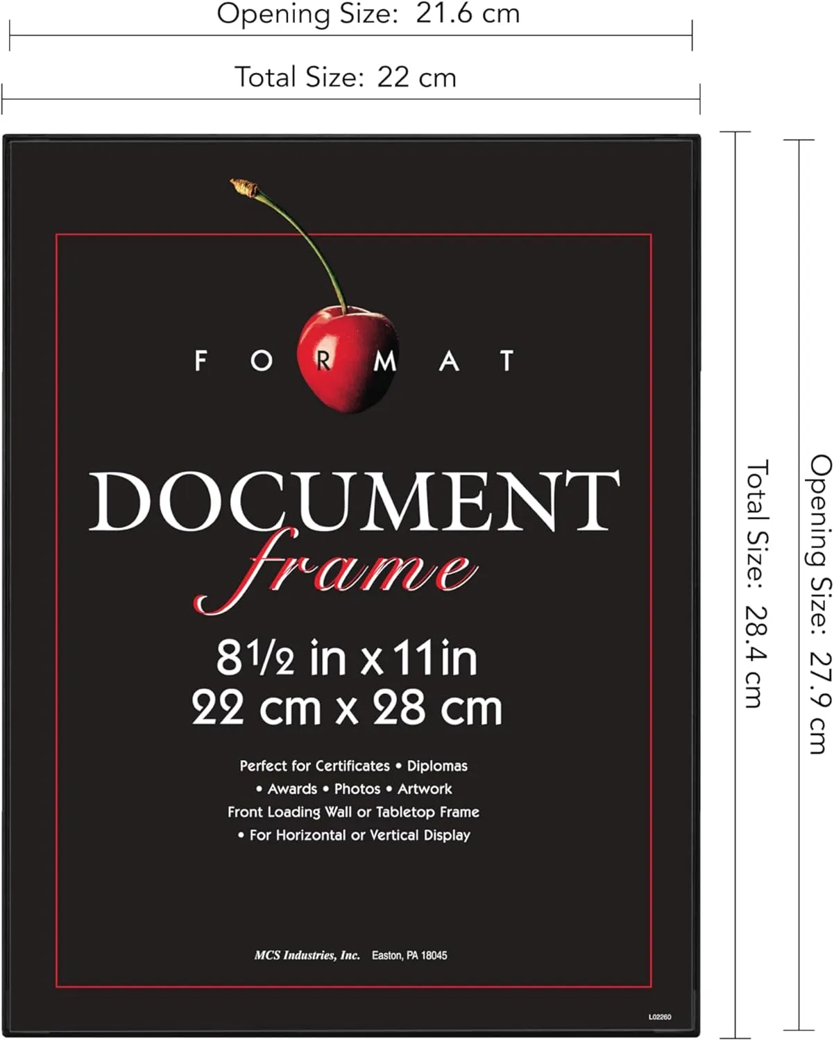 MCS Format Document Frame, Diploma and Certificate Frame, Black, 8.5 x 11, 12-Pack