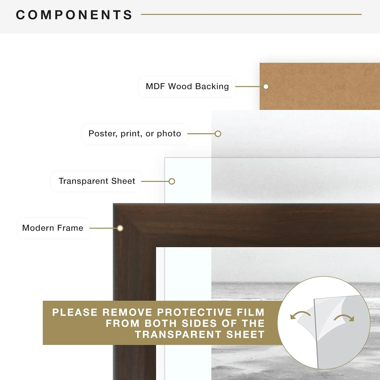 MCS Museum Poster Frame 20x28 Espresso Woodgrain, Vertical & Horizontal Wall Hanging Large Picture Frame for Photos, Posters & Art Prints (1-Pack)