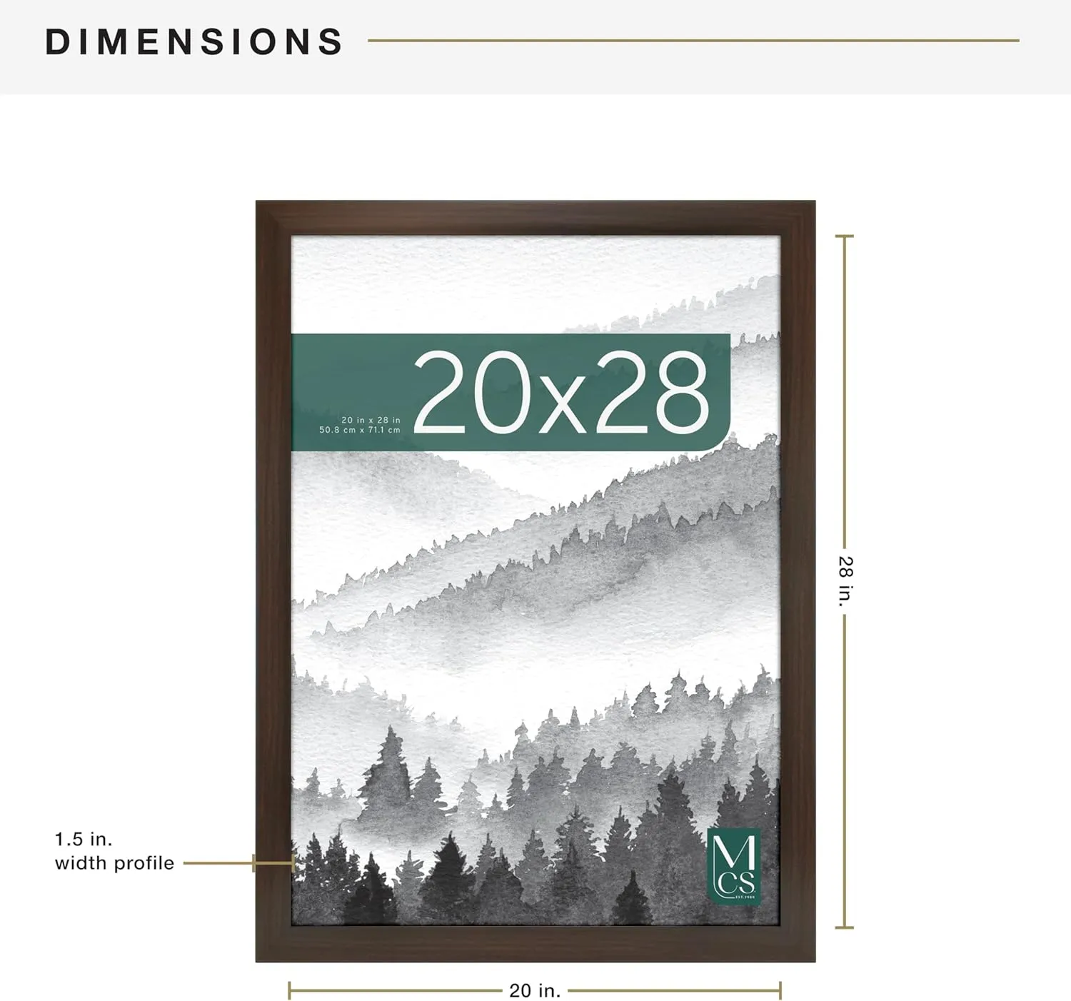 MCS Museum Poster Frame 20x28 Espresso Woodgrain, Vertical & Horizontal Wall Hanging Large Picture Frame for Photos, Posters & Art Prints (1-Pack)